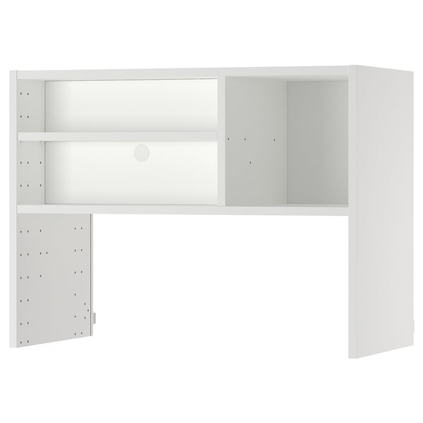 Produto: marco de armario de parede METOD, cor: branco, material: taboleiro de partículas e melamina, forma: rectangular, deseño: estante aberto e almacenamento oculto.