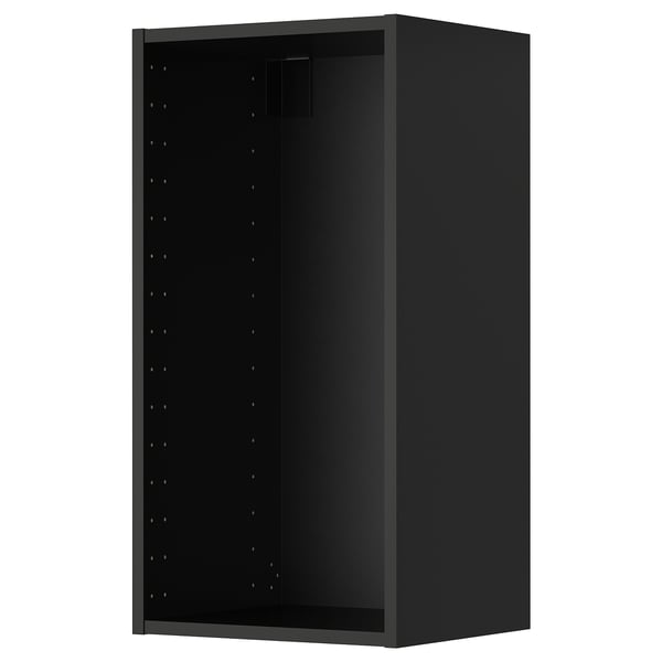 Armario de parede negro do sistema de cociña METOD. Forma cadrada, interior oco con buratos pre-perforados para estantes axustables.