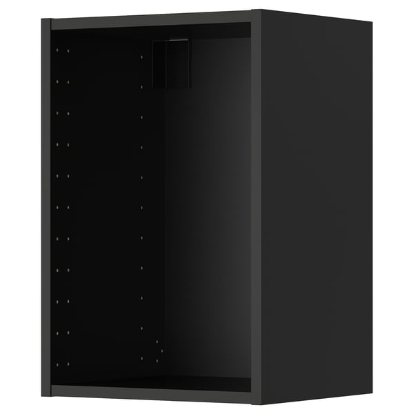 Armario de parede METOD negro, rectangular con estantes preperforados.