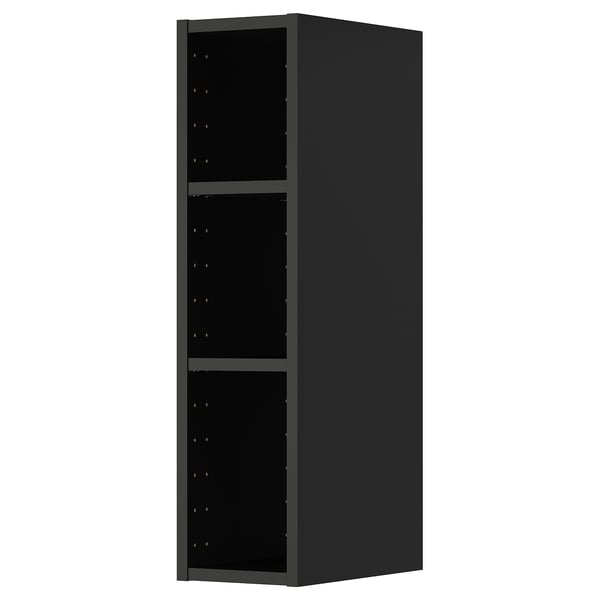 Armario de parede negro METOD, rectangular, dous estantes, deseño elegante.