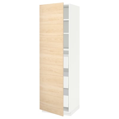 Armario de cociña METOD en cinzas claras, branco, delgado, rectangular, deseño minimalista con estantes axustables.