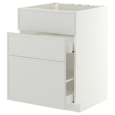 METOD / MAXIMERA Abjfreg3 frt/2 cj, branco/Aspudden gris claro, 60x60 cm