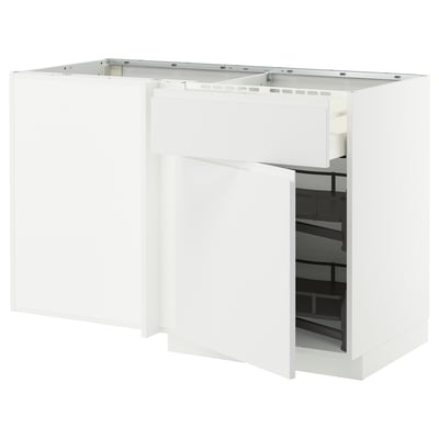 Unidade de cociña branca METOD. Moderno, minimalista. Base de esquina con estantes extraíbles. Garantía de 25 anos.