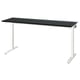 Escritorio MITTZON: elegante top negro, base branca, altura axustable, deseño minimalista moderno.
