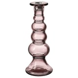 Candelabro de vidro reciclado púrpura con deseño en forma de burbulla.
