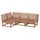 Mobles de exterior NÄMMARÖ en madeira natural. Catro seccións unidas con deseño horizontal de lousa. Ideal para a relaxación do patio.