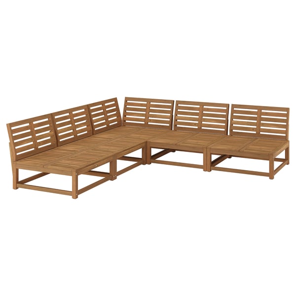 NÄMMARÖ Sofá de esquina modular de 4 prazas, exterior/tintura marrón claro, 254 cm