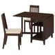 Conxunto de comedor NÄSINGE de madeira marrón con mesa de follas caídas e cadeiras acolchadas.