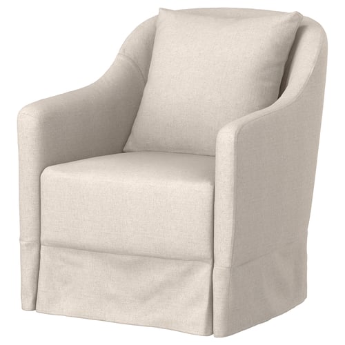 NORDKROKEN butaca tapizada beige, deseño moderno e acolledor con respaldo e apoiabrazos curvos.