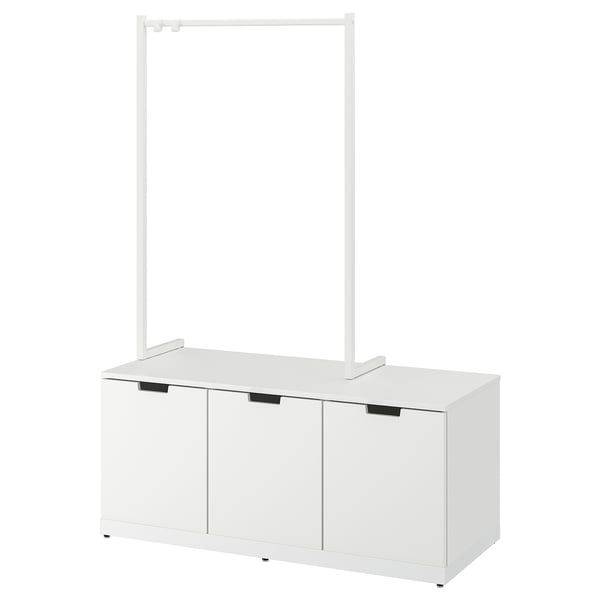 Armario branco NORDLI, deseño minimalista moderno con dúas portas deslizantes, inclúe varanda de roupa superior.