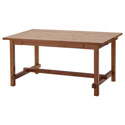 Mesa de comedor de madeira NORDVIKEN, forma cadrada, marrón claro, robusto, extensible.