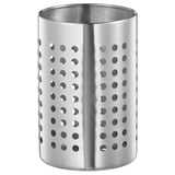 O estante de cociña de aceiro inoxidable ORDNING. O seu deseño cilíndrico, un deseño perforado e é ideal para albergar utensilios de gran tamaño.