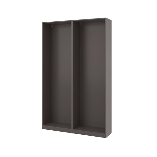 Marco de armario gris PAX, alto, rectangular, sen portas, deseño minimalista.