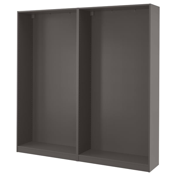 Marco de armario de armario PAX, gris escuro, minimalista, almacenamento multiusos.