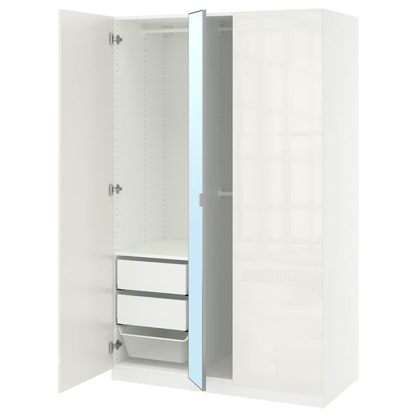 PAX / FARDAL/ÅHEIM Combinación armario, branco branco/espello, 150x60x201 cm