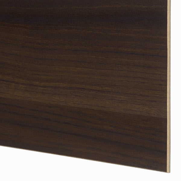 PAX / MEHAMN Armario con portas corredizas, gris escuro negro/ambos lados efecto carballo castaño escuro, 150x66x236 cm