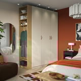 PAX / REINSVOLL Combinación armario, beixe agrisado beixe agrisado/efecto carballo, 170x60x236 cm