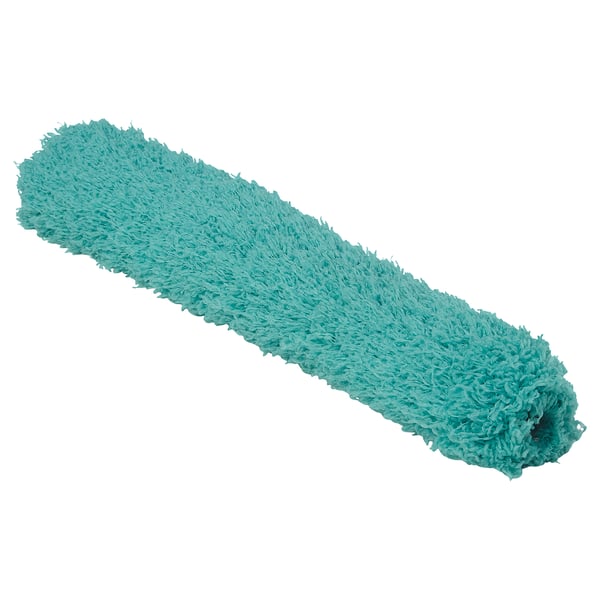 Unha cuberta de recarga de polvoreiro de microfibra PEPPRIG verde, rectángulo, textura fluffy, feita de poliéster reciclado.