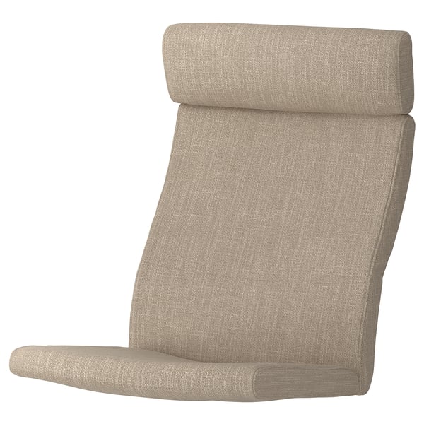 Cadeira POÄNG, beige, respaldo curvo e asento, tecido texturizado.