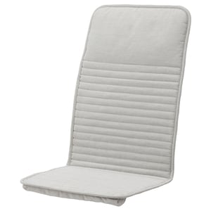 Coxín POÄNG, gris claro, tecido suave, forma rectangular, deseño quilted.