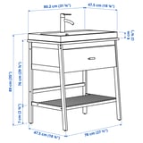Ilustración con medidas para o produto: RÅGRUND.
