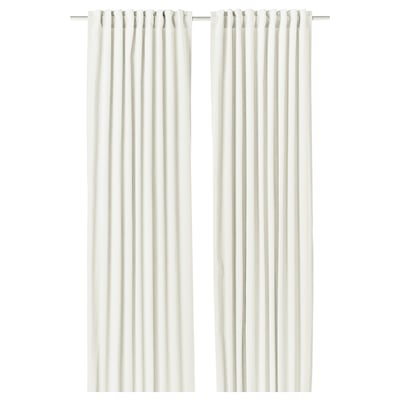 Cortinas SANELA brancas off-white, veludo de algodón puro, plisados elegantes, cabeceira multidirección.