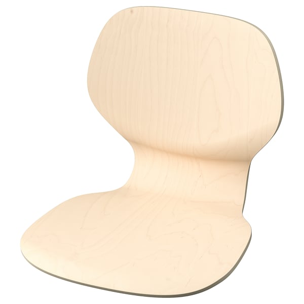 A cadeira SIGTRYGG cun acabado de bidueiro lixeiro, curvado para comodidade, cun deseño limpo e moderno.