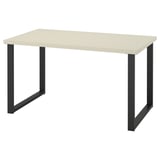 SKÅLSTA Mesa, gris beixe/forma en U negro-gris, 140x80 cm