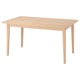 Mesa de comedor beige SKANSNÄS: patas rectangulares, conicas, deseño escandinavo minimalista.