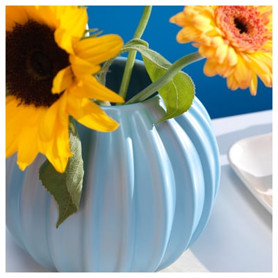 SKOGSTUNDRA Floreiro / vaso, azul claro, 15 cm