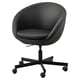 Cadeira de oficina IKEA SKRUVSTA negra, redonda con respaldo alto, asento acolchado, altura axustable, base xiratoria e rodas.