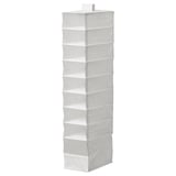 Organizador colgante SKUBB con estantes para roupa dobrada.
