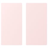Dúas cartas rectangulares rosa claro, idénticas en tamaño e forma, están colocadas xunto a outro sobre un fondo branco.