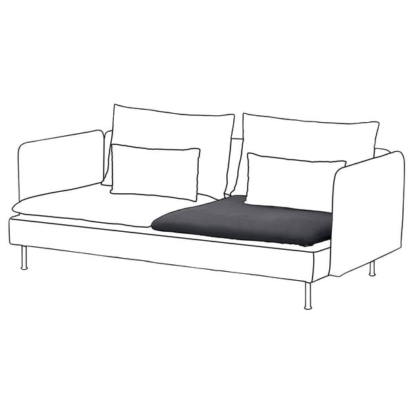 Sofá SÖDERHAMN, coxíns brancos e gris escuros, deseño moderno, liñas elegantes.