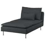 Chaise lounge SÖDERHAMN en negro con elegantes pernas metálicas, elegante para relaxarse.