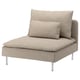 Cadeira SÖDERHAMN: moderna, beige, tecido, perfil baixo, pernas cromatas.