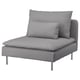 Cadeira SÖDERHAMN gris moderna, gris claro, poliéster suave, pernas altas, asento profundo.