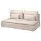 Sofá seccional SÖDERHAMN beige, minimalista moderno, de perfil baixo, coxíns de peluche, liñas elegantes.