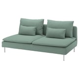 Sofá verde SÖDERHAMN, moderno perfil baixo con coxíns extraíbles.