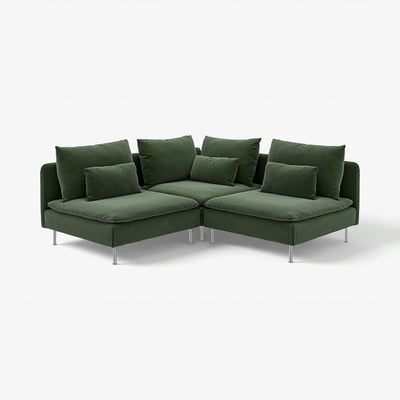 SÖDERHAMN Sofá 3 prazas esquina, Johanneshov verde escuro