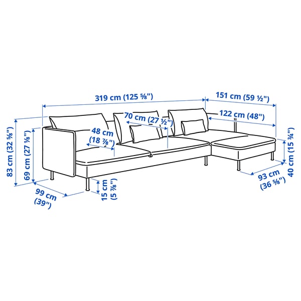 SÖDERHAMN Sofá-cama de 4 prazas, +chaiselongue/Fridtuna beixe claro