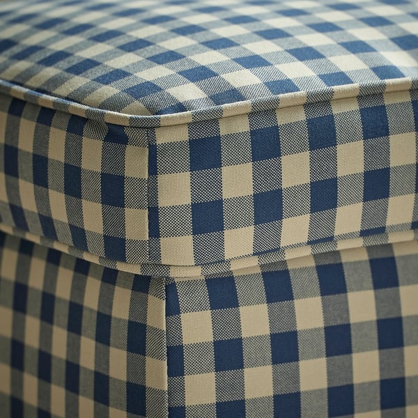 STRANDMON Poltrona con banqueta, Sulviken azul/beixe