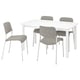 Conxunto de comedor STRANDTORP de 4 asentos, mesas brancas e cadeiras grises, modernas e cómodas, fáciles de limpar.