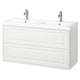 Branco TÄNNFORSEN dobre lavabo vaidade. Deseño clásico con bordos bisesados, montado na parede, dous caixóns.