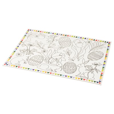 Alfombra para colorear TJÄRLEK, temática de Pascua, branca, papel, bordo triangular.