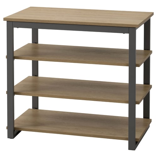 Mesa de consola TRÄKUMLA, marrón claro, metal e madeira, rectangular, 4 estantes.