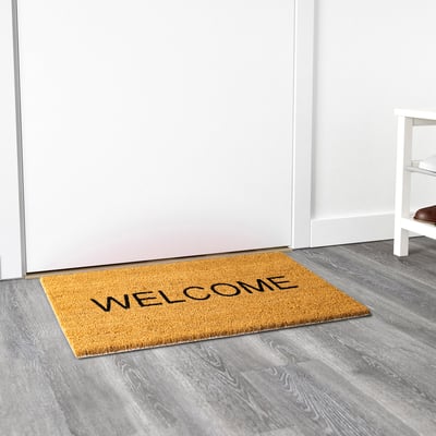 Alfombra de benvida con texto de benvida, respaldo antideslizante, para uso interior.