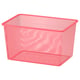 Cesta de almacenamento de malla rosa brillante con forma cadrada, ideal para organizar elementos, feita de aceiro con revestimento epoxi.