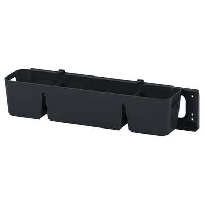 Organizador de almacenamento UPPDATERA negro con múltiples compartimentos, bordos redondeados, plástico, deslizábanse para un fácil acceso.
