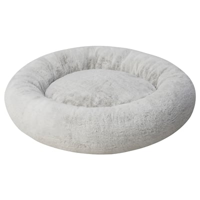 UTSÅDD cama de can gris, redonda, pelaxe sinxela, branca, cómoda, lavable á máquina.